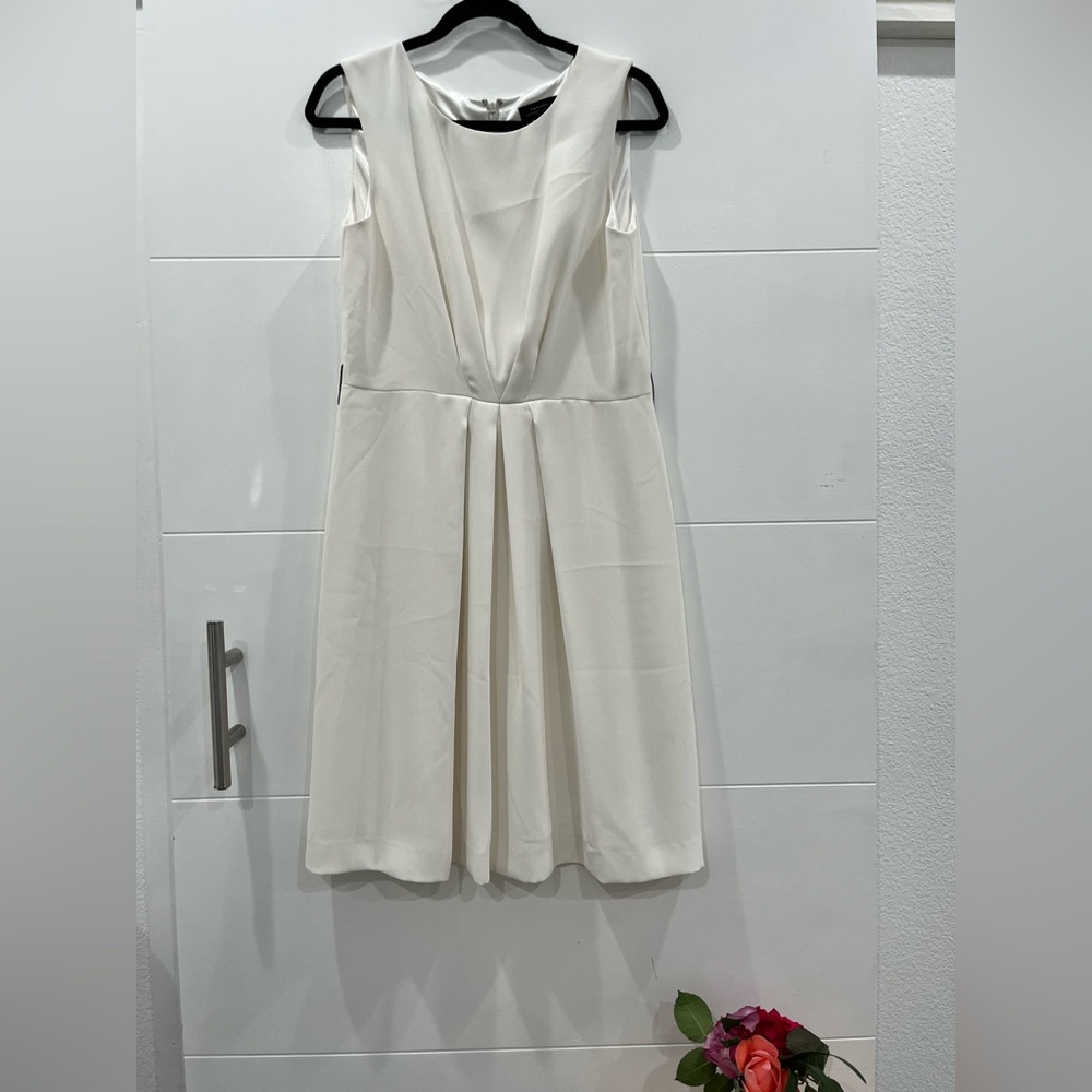 Sleeveless Cream A-Line Pleated Mini Dress